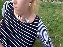 French slut Cindy Picardie analyzed and facialized outdoor