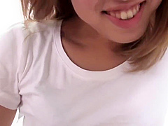 Fresh faced girl gets her clit teased with a vibrator