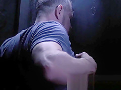 Gay hunk sucking and stroking dong