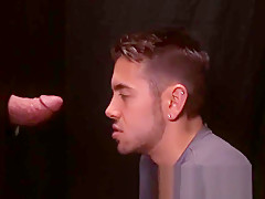 Gay hunk sucking and stroking dong