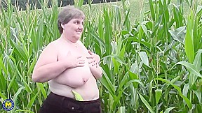 German Big Mature Lady Playing Outside