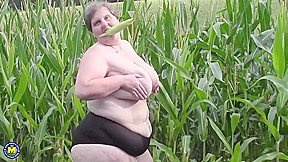 German Big Mature Lady Playing Outside