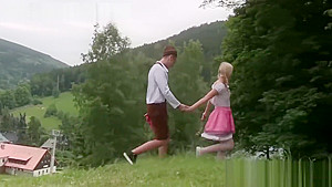 German teen 18+ in national outfit banged in the countryside