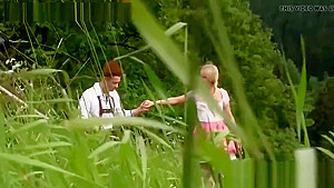 German teen 18+ in national outfit banged in the countryside
