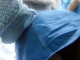 Girl Denim Skirt Upskirt in Underground