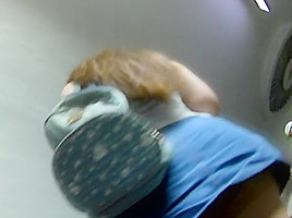 Girl Denim Skirt Upskirt in Underground