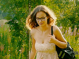 Girl Tempts Old Man And Gets It On With Him In The Greenery