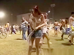 Girl showing off in public