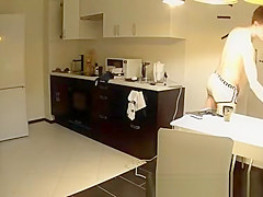 Girlfriend naked in kitchen