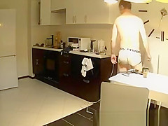Girlfriend naked in kitchen