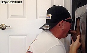 Gloryhole bottom DILF fucked at home after giving head