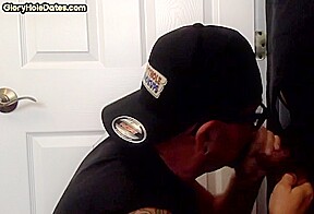 Gloryhole gaydaddy amateur sucks and wanks sturdy penis
