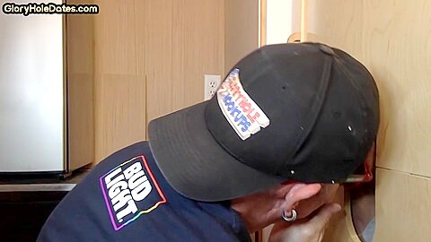 Gloryhole homemade DILF takes cum in mouth after blowjob