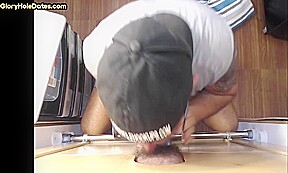Gloryhole real DILF sucks cock in homemade private video
