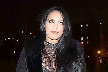 Gorgeous huge tits Latina fucks in public