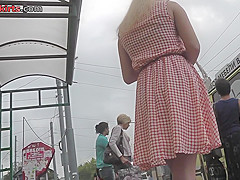 G-string upskirt shot of a sexy chick in the bus