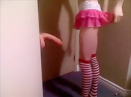Hailey Tgirl - Amateur CD rides dildo and cums