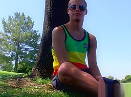 Handsome twink Blade Woods cums after masturbation