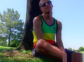 Handsome twink Blade Woods cums after masturbation