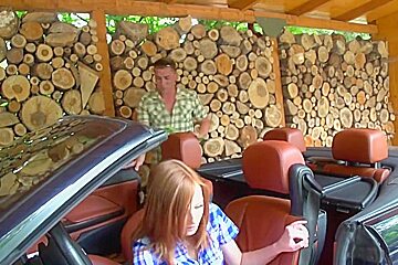 He fucks and slaps the tight ass of a pretty redhead