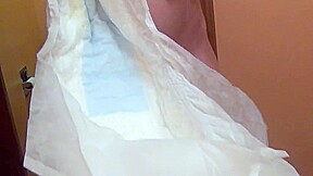 Heavy pregnant blondy wetting her diaper