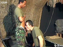 Homo Soldiers Enjoy An Interracial Plow In Barracks