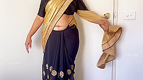 Horny Indian Saree Seduction - Solo Boobs Pleasure - Wife Ready To Be Fucked Hard