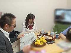 Horny Japanese teen 18+ Fucked at Dinner
