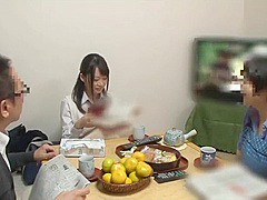 Horny Japanese teen 18+ Fucked at Dinner