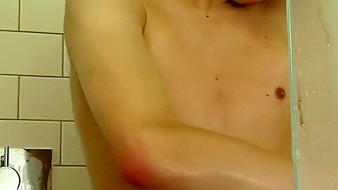 Horny boy have a shower wank and cum HD