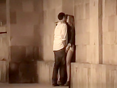 Horny couple fucking in dark street