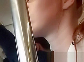Horny girl fingerfucked to orgasm on bus