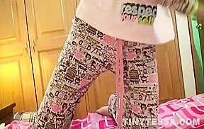 Horny petite teen 18+ goes solo masturbating