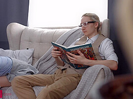 Horny teen 18+ with turquoise hair fucks with tutor
