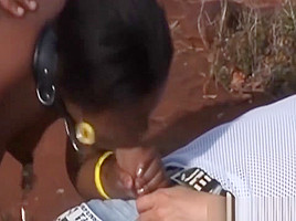 Hot African Hottie Gets Double Teamed Outdoors