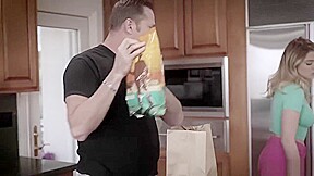 Hot Busty teen 18+ Banged By A Step dad's Best Friend In A Kitchen