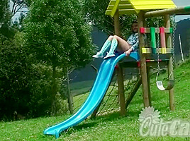 Hot Cute Carla Tease Naked in playground Outdoor