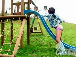 Hot Cute Carla Tease Naked in playground Outdoor