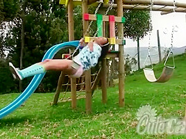 Hot Cute Carla Tease Naked in playground Outdoor
