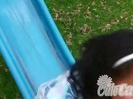 Hot Cute Carla Tease Naked in playground Outdoor