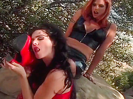 Hot Lesbian Sex With Toys In Open Garden