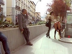 Hot ass brunette disgraced in Euro city