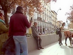 Hot ass brunette disgraced in Euro city