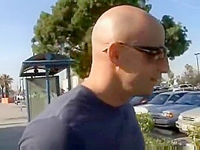 Hot babe gets hard cash for hard fuck by bald guy