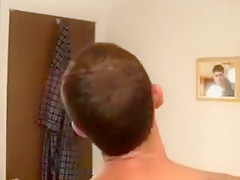 Hot gay stud wanks off after a shower