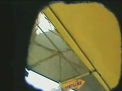 Hot upskirt view of two hotties that left their panties at home