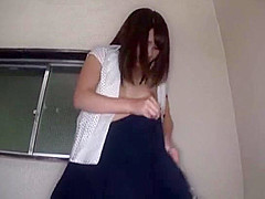 Hot young Japanese teen 18+ strips and takes it hard