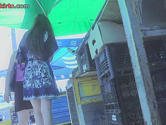 Hottie with a girlfriend got in the upskirt free scene