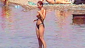 Huge natural Breasts on Beach by Erfurt
