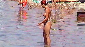 Huge natural Breasts on Beach by Erfurt